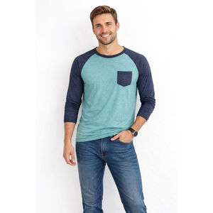 Men's Jake Austin Long Sleeve Tee L Teal Navy
